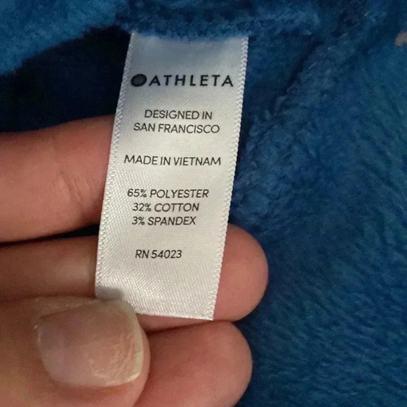 Athleta Cozy Karma Side Slit Fleece Lined Blue Hoodie Sweatshirt size M - Picture 5 of 7